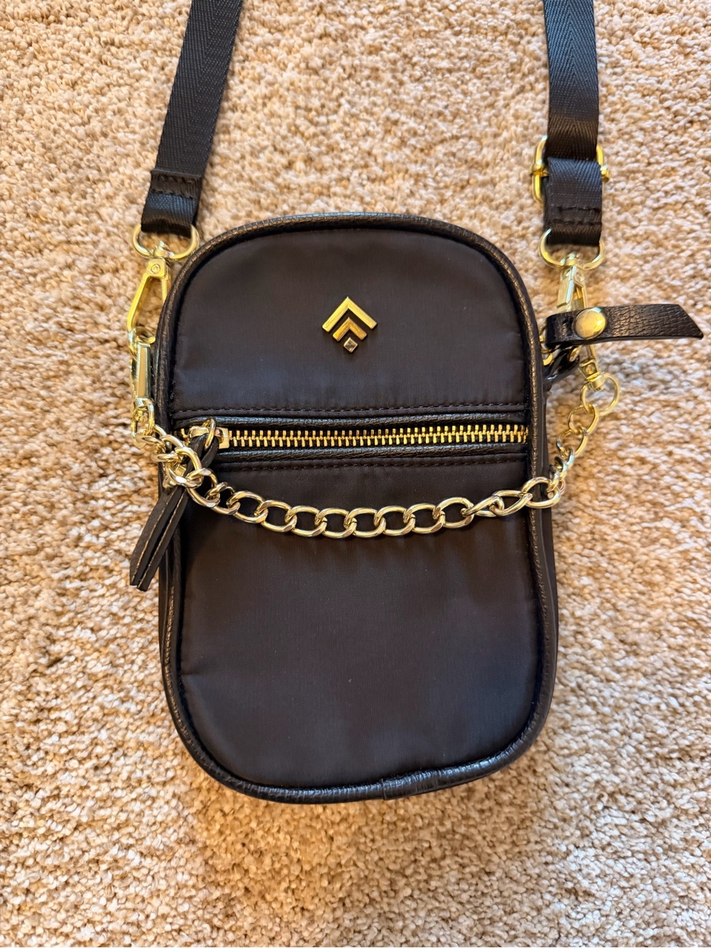 Black Women’s Crossbody Bag with Gold Hardware